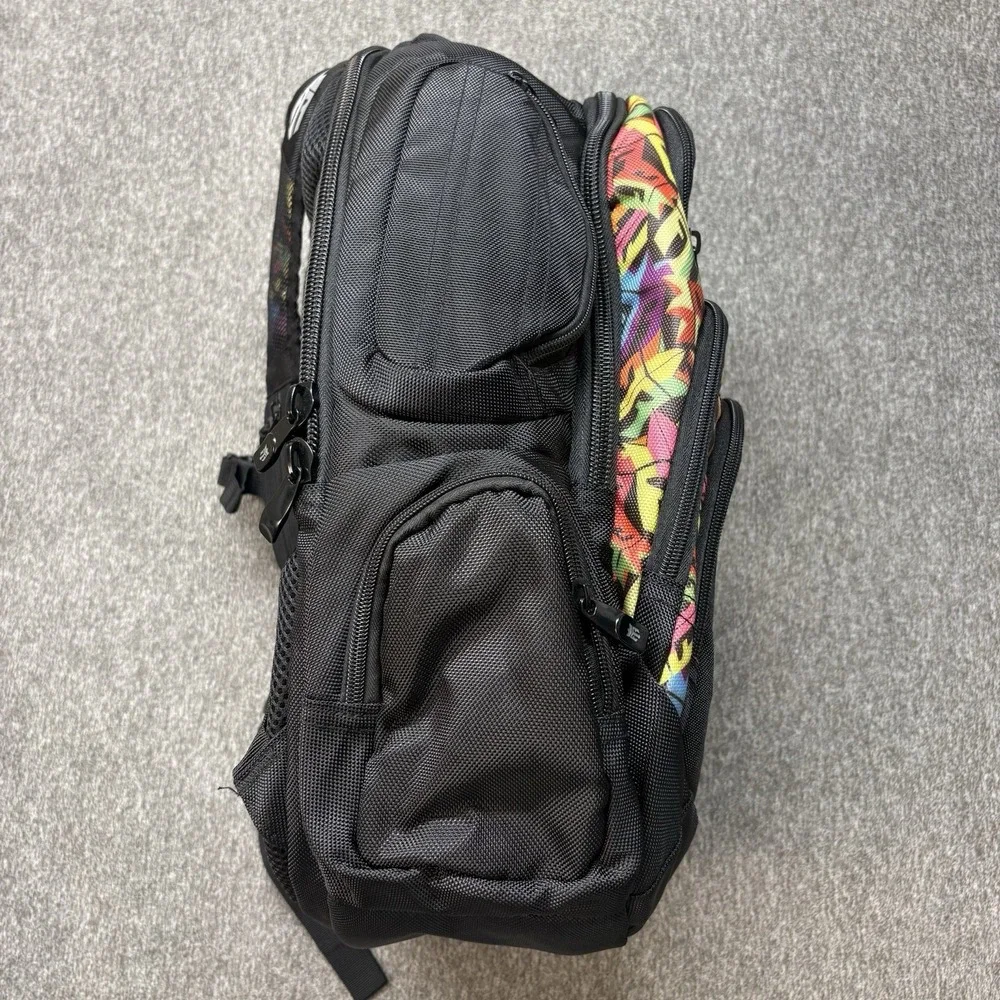 REIGN Total Body Fuel Backpack Black w/ Colorful Graffiti Accents‎ Multi Pocket